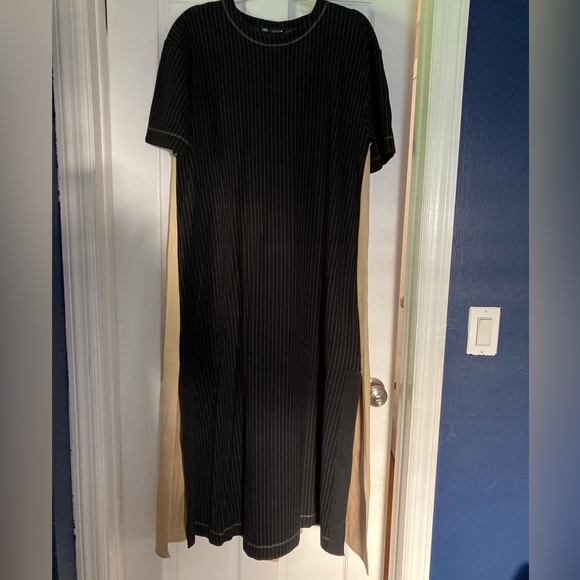 Zara Dress - Black Pinstriped w/ Beige - NWT - Size L - Picture 2 of 8